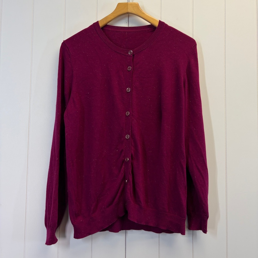 Shimmery Office Cardigan Women Size XXL Old Money Festive Jewel Tone Classic